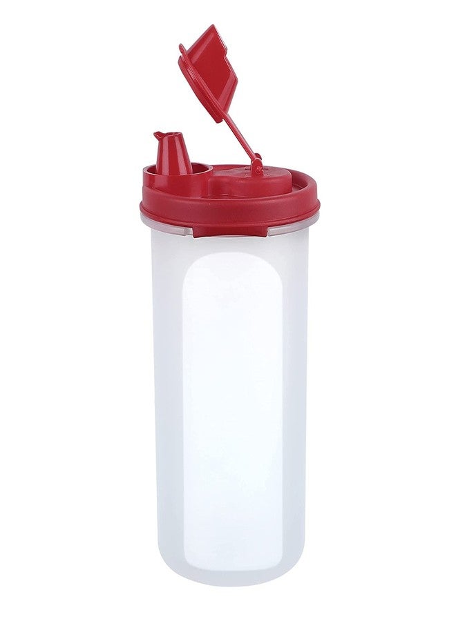 Cutting EDGE Smart Oil Dispenser Storage 585ml Litre (Set of 8) Air-Tight & Leak Resistant Plastic Round Modular Container - for Vinegar, Sauces, Olive & Refined Oils (Dark Red) - Image 3